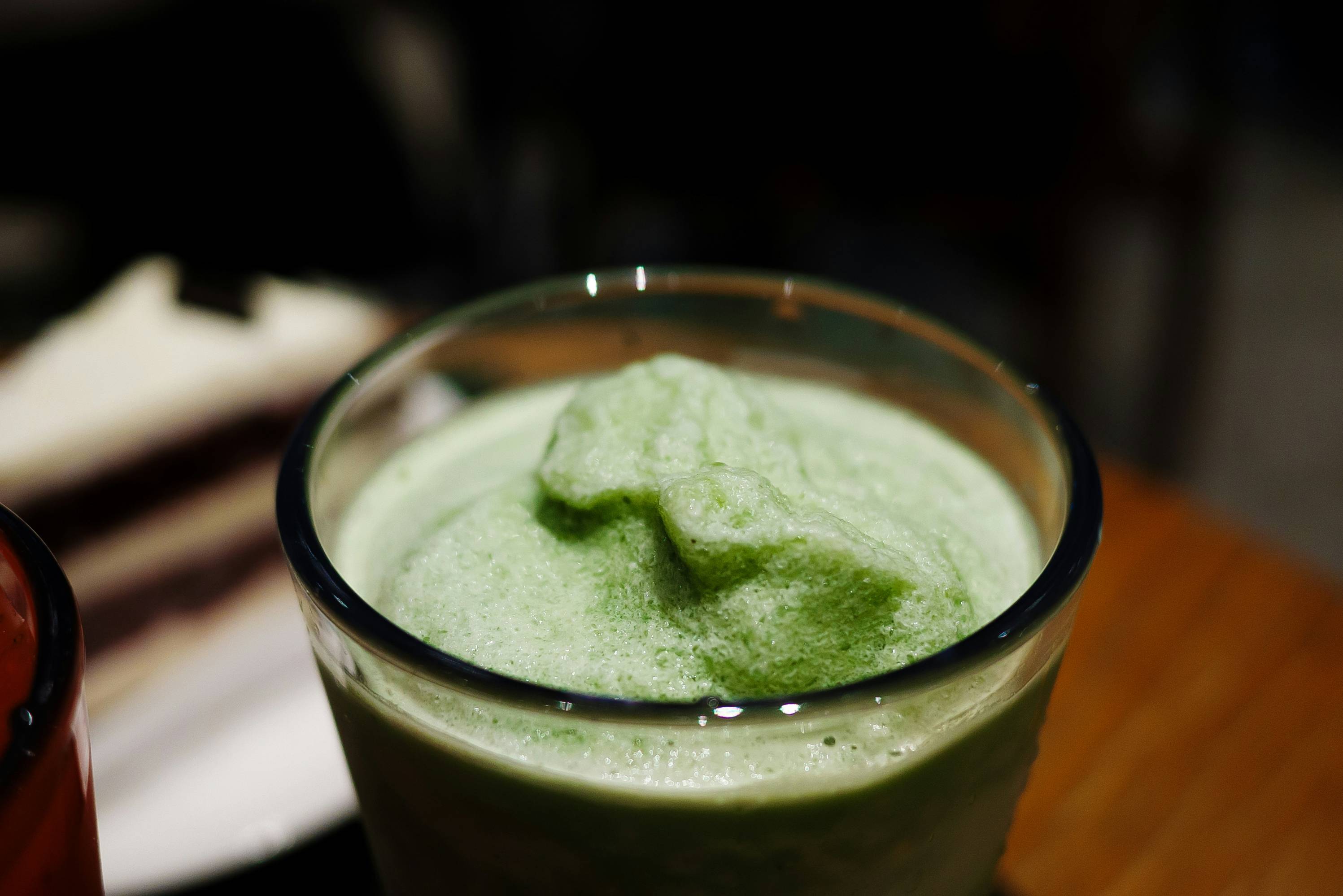 a close up of a drink on a table