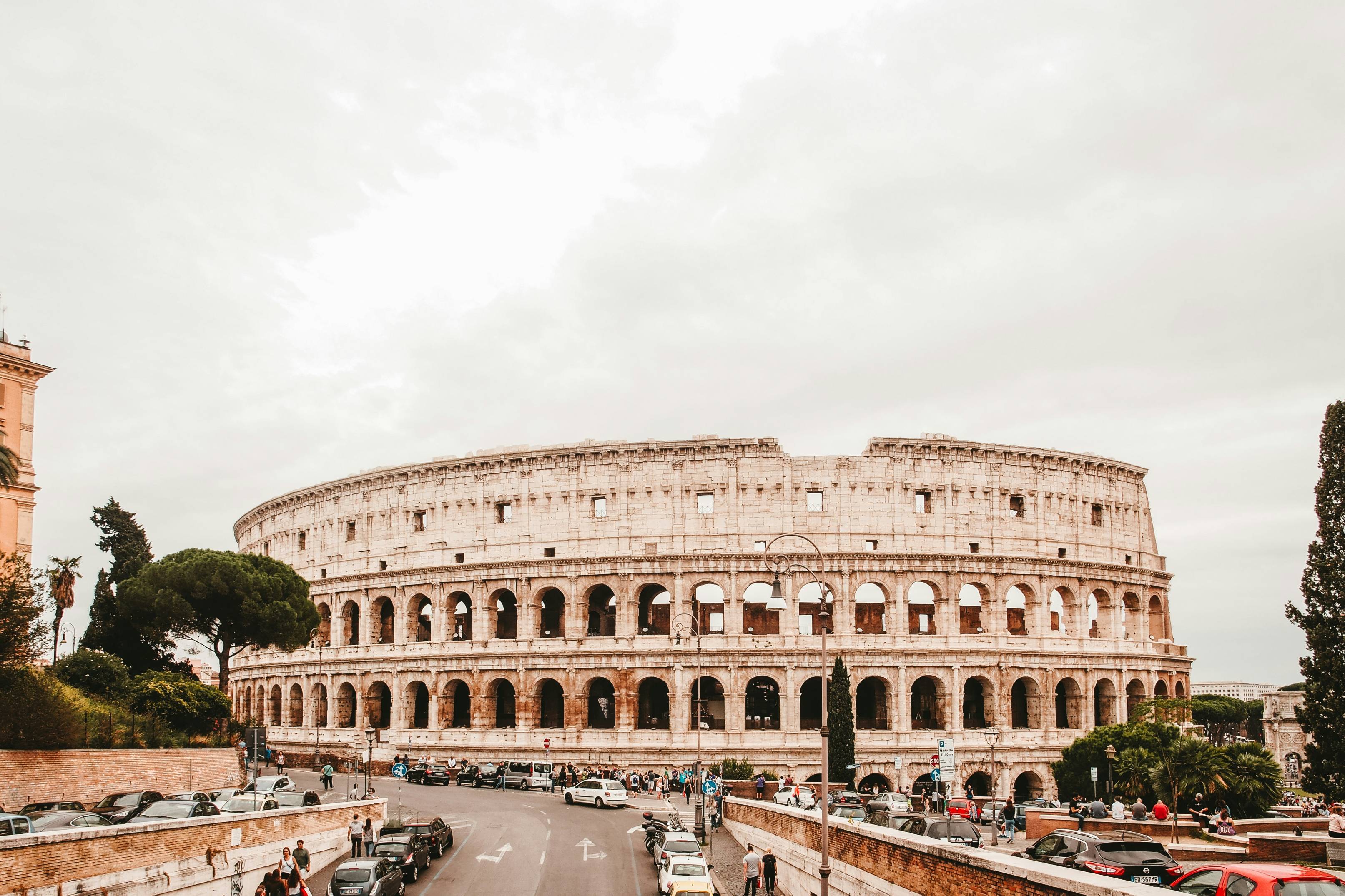 a view of a roman colossion from across the street
